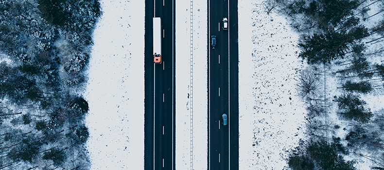 winter car shipping costs aerial view